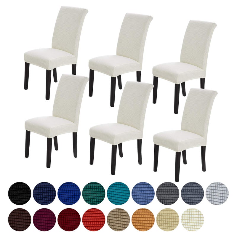 Howhic Stretch Chair Covers for Dining Room Set of 6, Removable Washable Dining Room Chair Covers, Dining Chair Slipcovers Seat Protector, Great for Home and Banquet Decoration (Ivory, 6 Pack) - Image 1